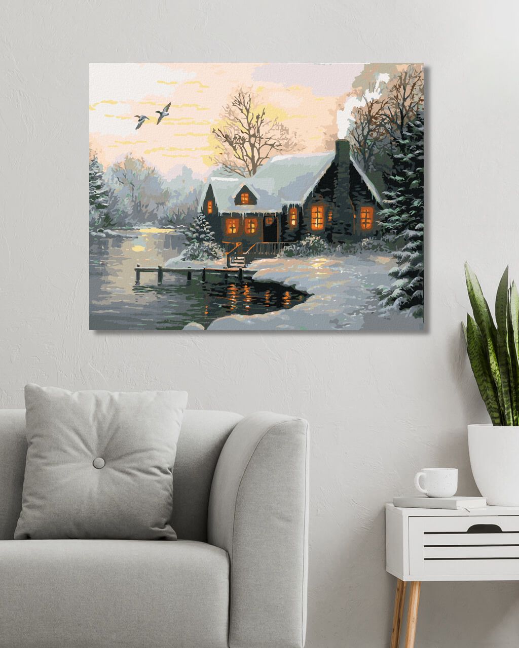 zuty Malování podle čísel - CHATA S MOLEM U ŘEKY V ZIMĚ (ABRAHAM HUNTER) - Rozměr: 40x50 cm, Rámování: Varianta: bez rámu a bez vypnutí plátna - obrázek 8