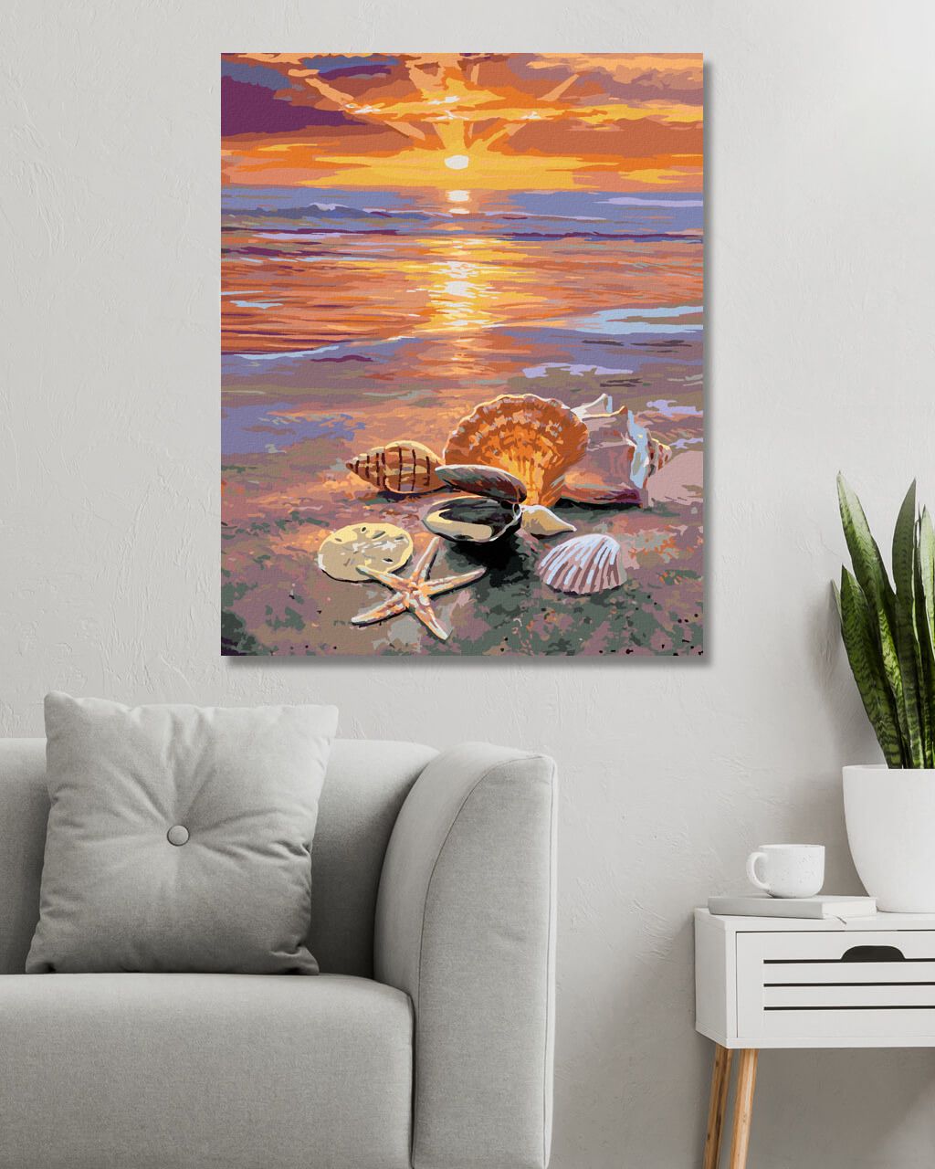 zuty Malování podle čísel - MUŠLE NA PLÁŽI A ZÁPAD SLUNCE (ABRAHAM HUNTER) - Rozměr: 40x50 cm, Rámování: Varianta: bez rámu a bez vypnutí plátna - obrázek 10
