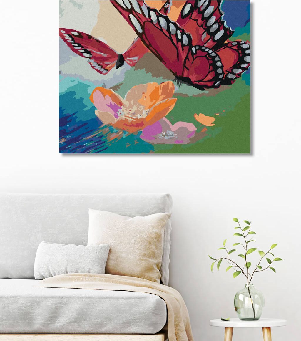 zuty Malování podle čísel - DVA MOTÝLI NA KVĚTINĚ - Rozměr: 40x50 cm, Rámování: Varianta: vypnuté plátno na rám - obrázek 4