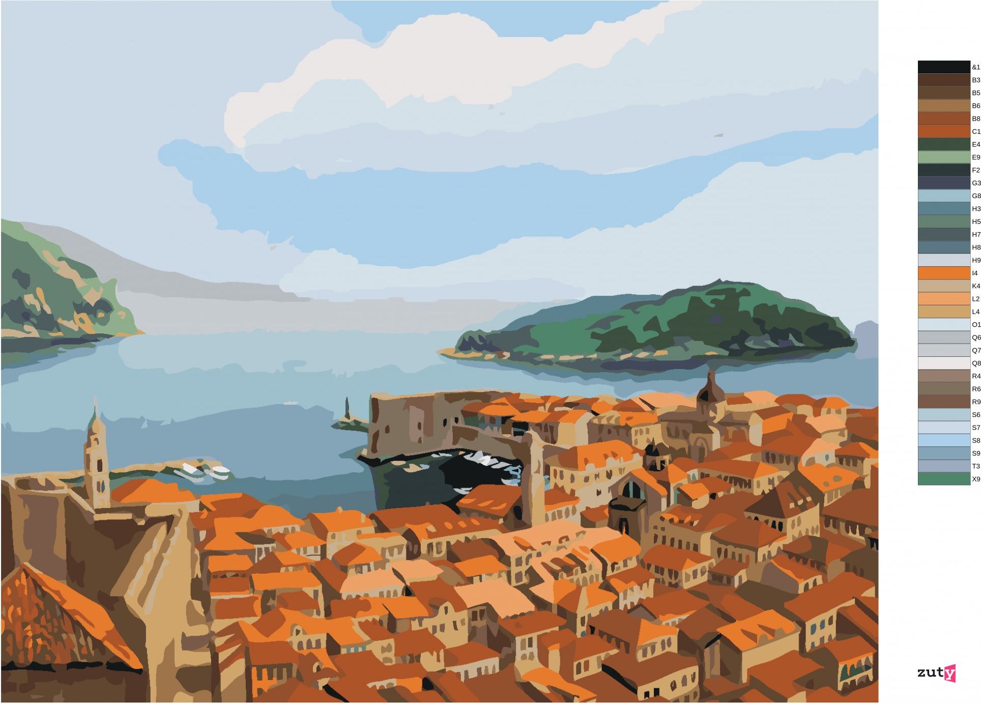 zuty Malování podle čísel - DUBROVNÍK V CHORVATSKU - Rozměr: 40x50 cm, Rámování: Varianta: vypnuté plátno na rám - obrázek 7