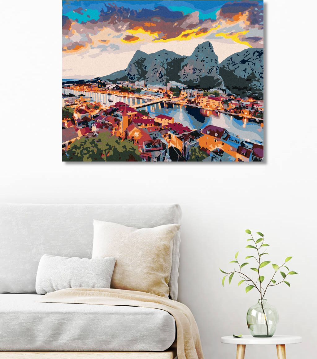 zuty Malování podle čísel - VEČERNÍ PANORAMA MĚSTA OMIŠ - Rozměr: 40x50 cm, Rámování: Varianta: bez rámu a bez vypnutí plátna - obrázek 9