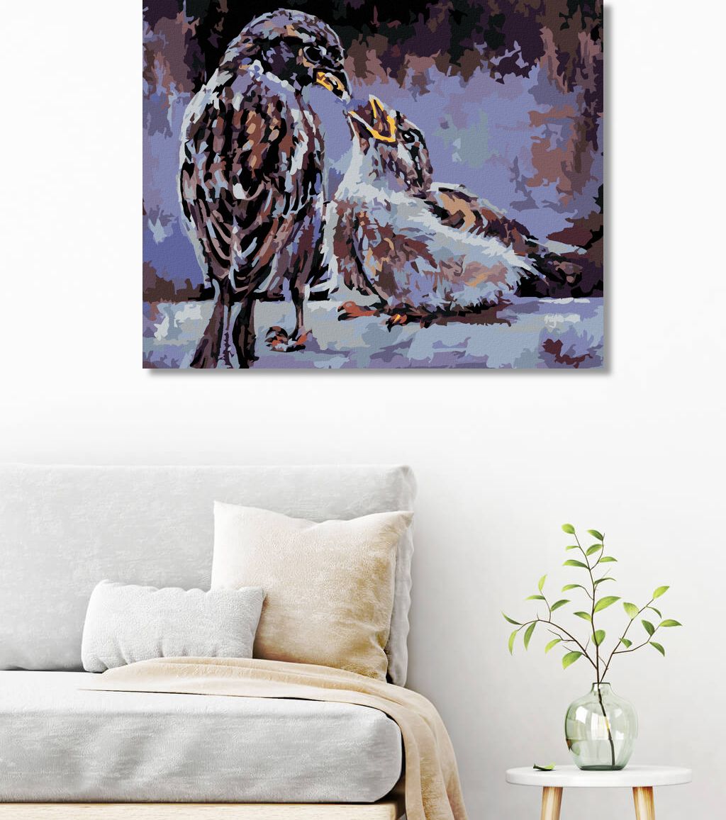zuty Malování podle čísel - KRMENÍ PTÁČKŮ - Rozměr: 40x50 cm, Rámování: Varianta: vypnuté plátno na rám - obrázek 5