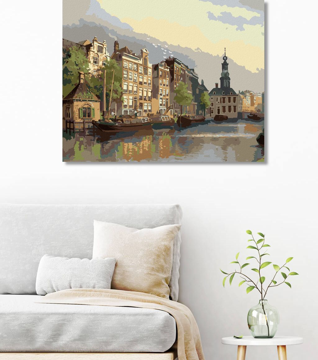 zuty Malování podle čísel - POHLED NA MINCOVNU V AMSTERDAMU - Rozměr: 40x50 cm, Rámování: Varianta: vypnuté plátno na rám - obrázek 7