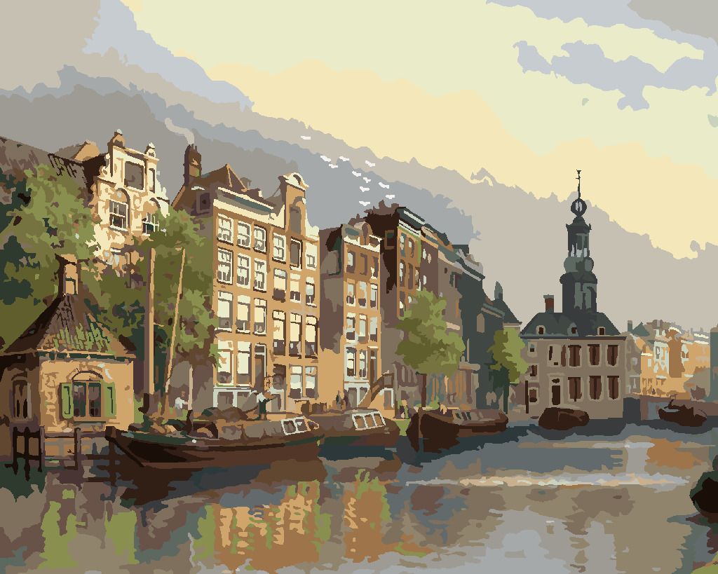 zuty Malování podle čísel - POHLED NA MINCOVNU V AMSTERDAMU - Rozměr: 40x50 cm, Rámování: Varianta: vypnuté plátno na rám - obrázek 8