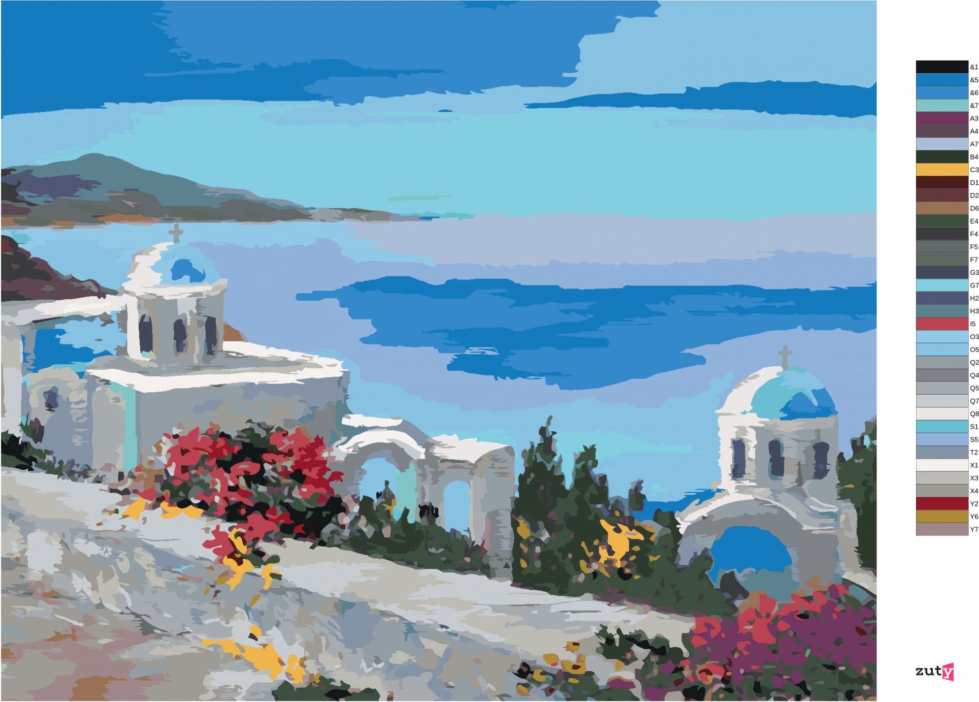zuty Malování podle čísel - SANTORINI II - Rozměr: 40x50 cm, Rámování: Varianta: bez rámu a bez vypnutí plátna - obrázek 6