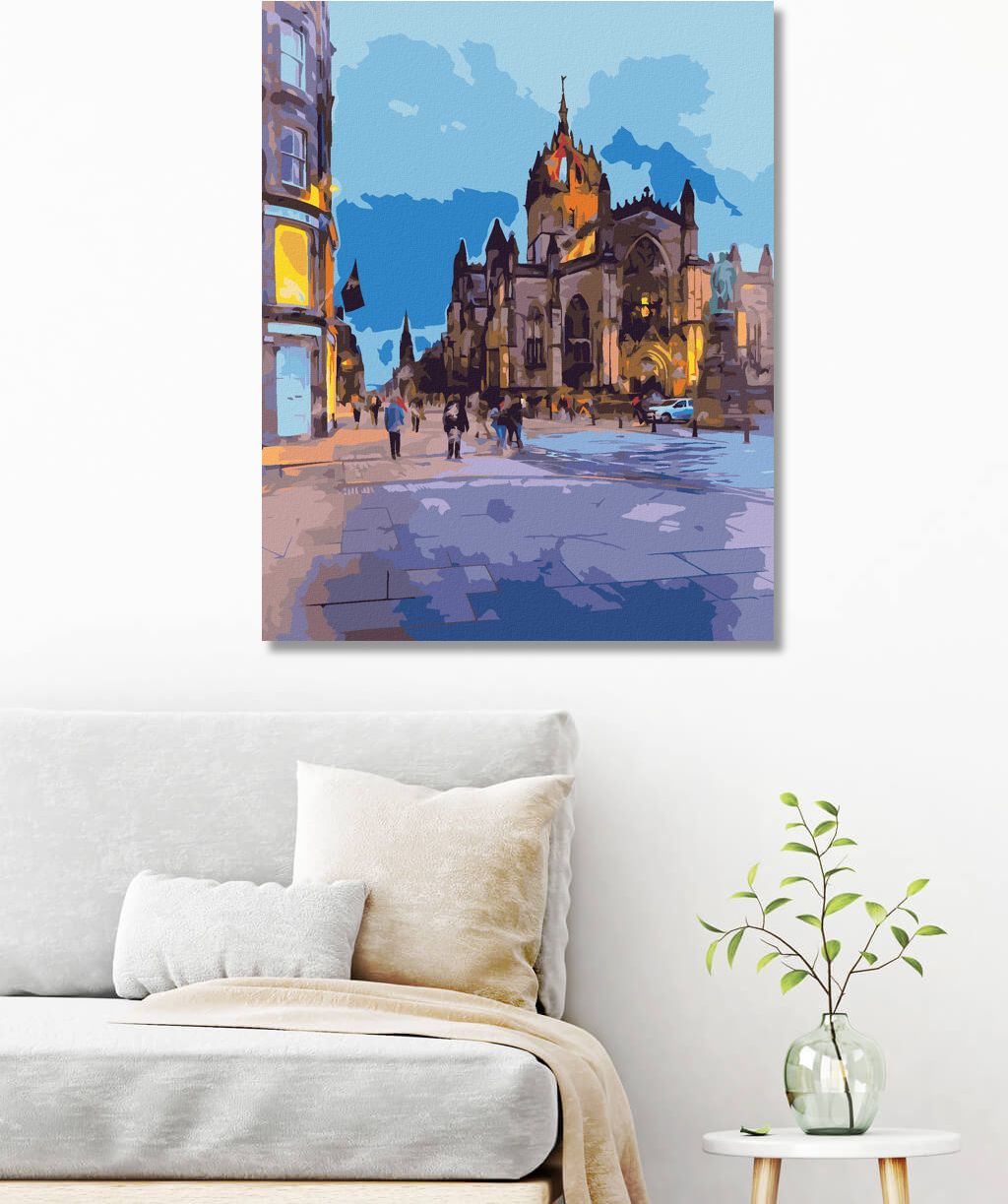 zuty Malování podle čísel - POHLED NA KATEDRÁLU ST. GILES V EDINBURGHU - Rozměr: 40x50 cm, Rámování: Varianta: vypnuté plátno na rám - obrázek 3