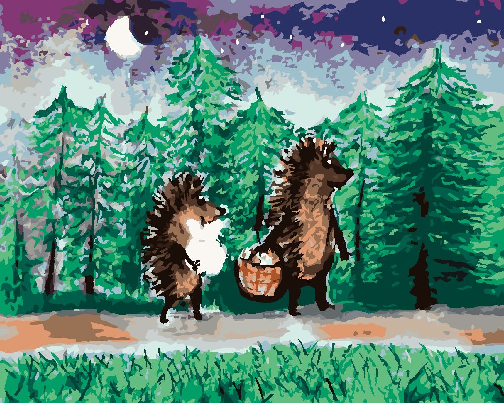 zuty Malování podle čísel - JEŽEK S KAMARÁDEM NA HŘIBECH - Rozměr: 40x50 cm, Rámování: Varianta: bez rámu a bez vypnutí plátna - obrázek 6