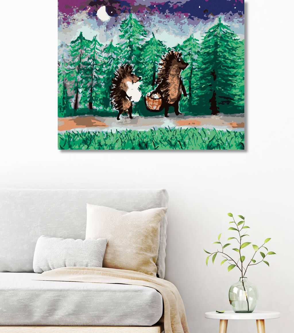 zuty Malování podle čísel - JEŽEK S KAMARÁDEM NA HŘIBECH - Rozměr: 40x50 cm, Rámování: Varianta: vypnuté plátno na rám - obrázek 5