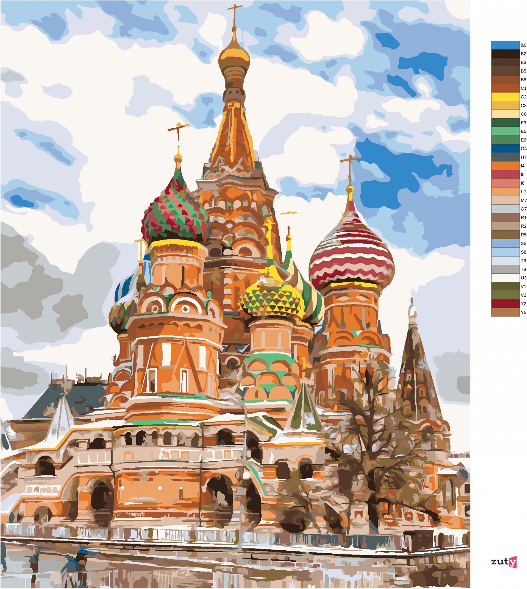 zuty Malování podle čísel - SAINT BASIL'S CATHEDRAL V MOSKVĚ - Rozměr: 40x50 cm, Rámování: Varianta: bez rámu a bez vypnutí plátna - obrázek 6