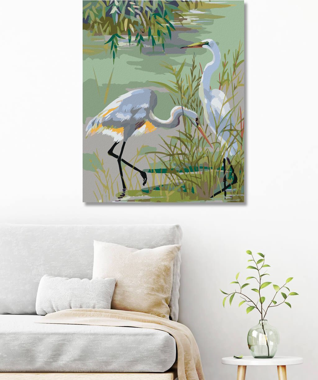 zuty Malování podle čísel - DVĚ VOLAVKY POPELAVÉ U JEZERA - Rozměr: 40x50 cm, Rámování: Varianta: bez rámu a bez vypnutí plátna - obrázek 7