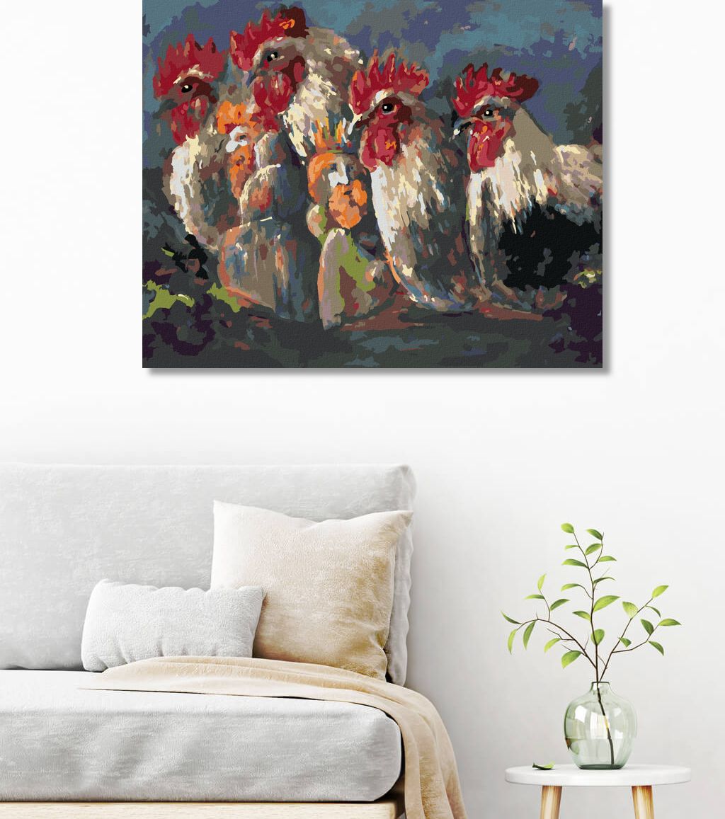 zuty Malování podle čísel - KOHOUTI - Rozměr: 40x50 cm, Rámování: Varianta: vypnuté plátno na rám - obrázek 6