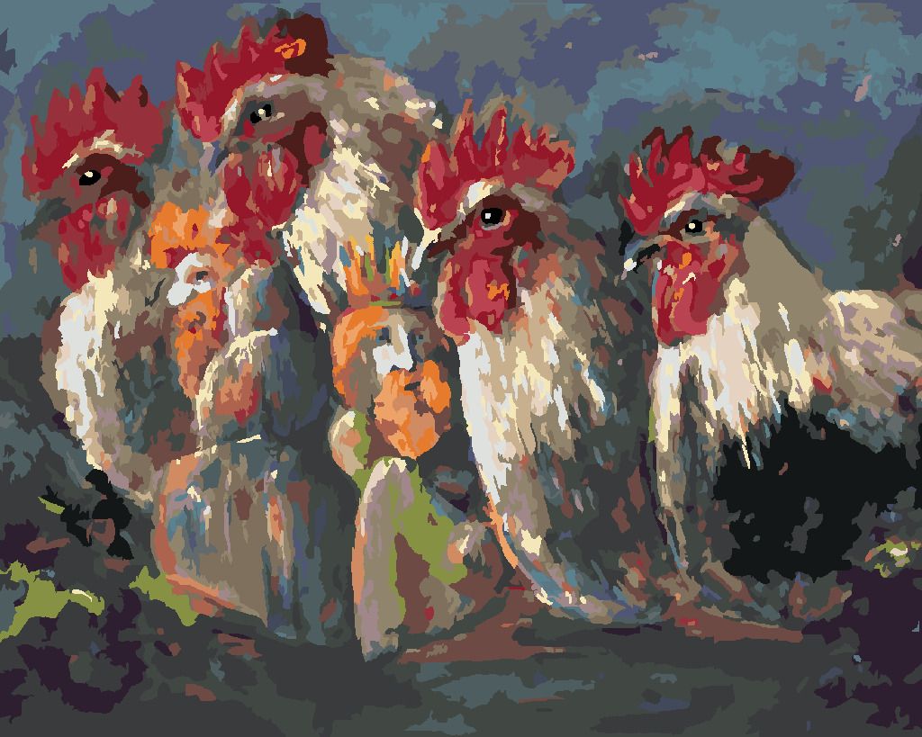 zuty Malování podle čísel - KOHOUTI - Rozměr: 40x50 cm, Rámování: Varianta: vypnuté plátno na rám - obrázek 7