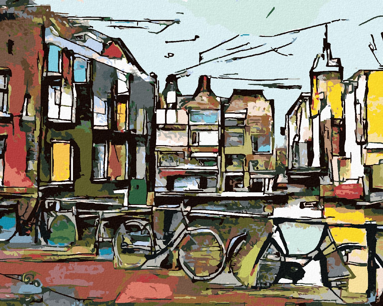 zuty Malování podle čísel - AMSTERDAMSKÁ KOLA V KUBISMU - Rozměr: 40x50 cm, Rámování: Varianta: bez rámu a bez vypnutí plátna - obrázek 1