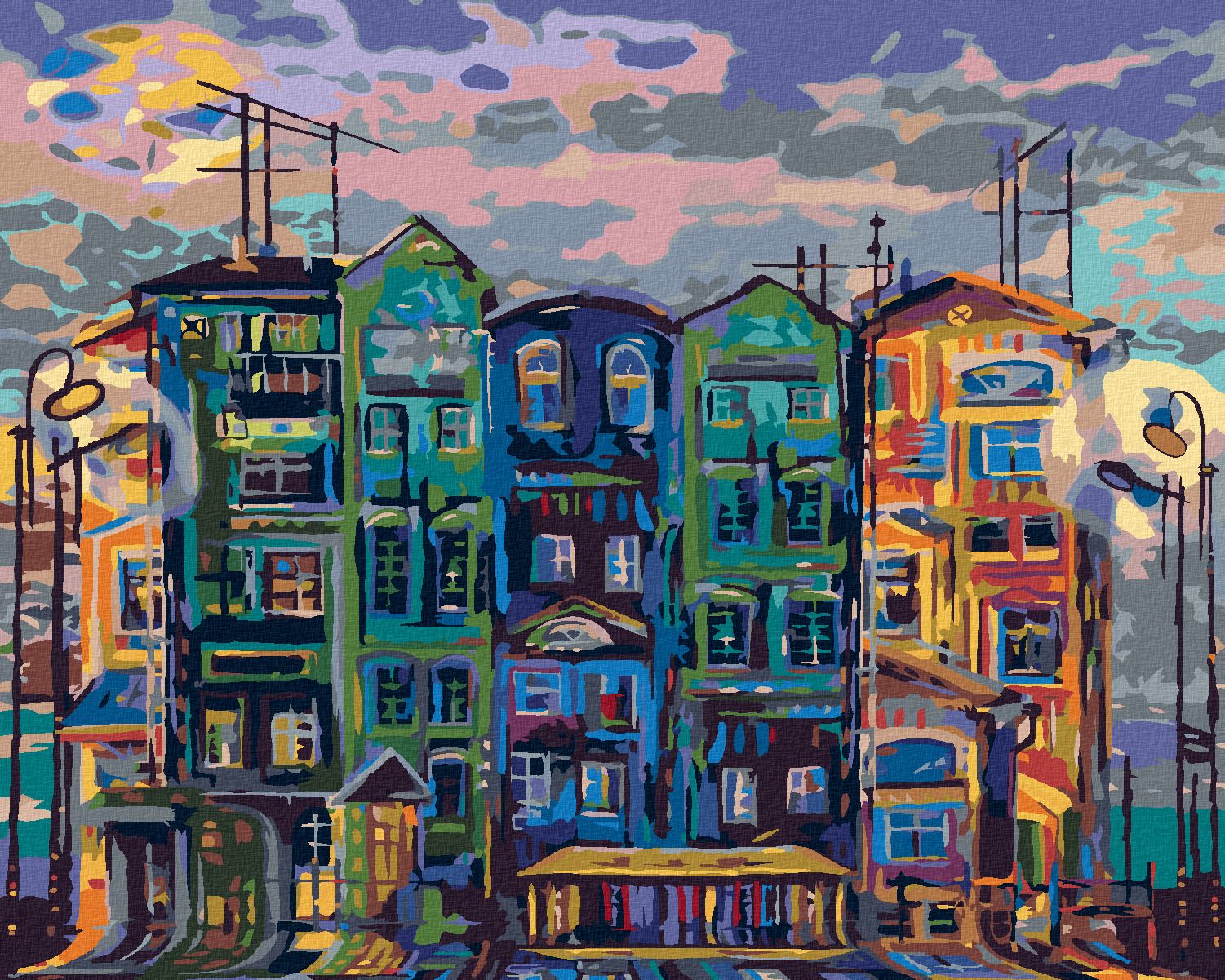 zuty Malování podle čísel - VYSOKÉ DOMY V AMSTERDAMU - Rozměr: 40x50 cm, Rámování: Varianta: bez rámu a bez vypnutí plátna - obrázek 1