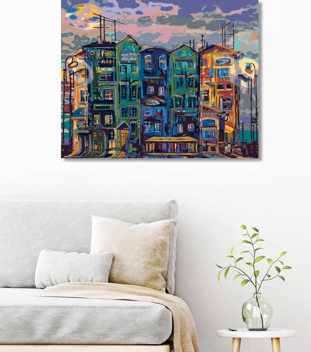zuty Malování podle čísel - VYSOKÉ DOMY V AMSTERDAMU - Rozměr: 40x50 cm, Rámování: Varianta: vypnuté plátno na rám - obrázek 5