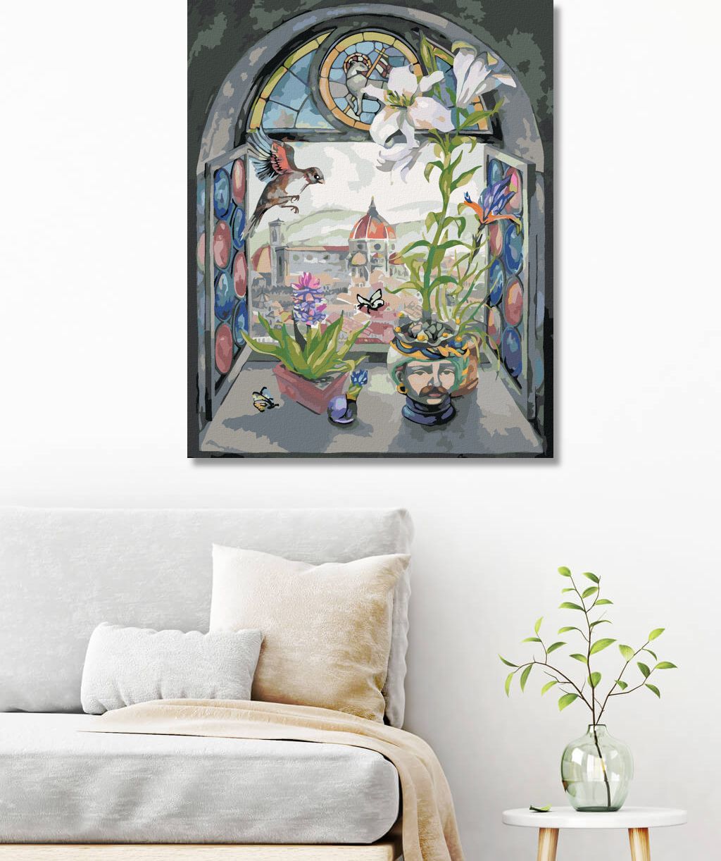 zuty Malování podle čísel - OKNO S VÝHLEDEM NA KATEDRÁLU SANTA MARIA - Rozměr: 40x50 cm, Rámování: Varianta: bez rámu a bez vypnutí plátna - obrázek 5