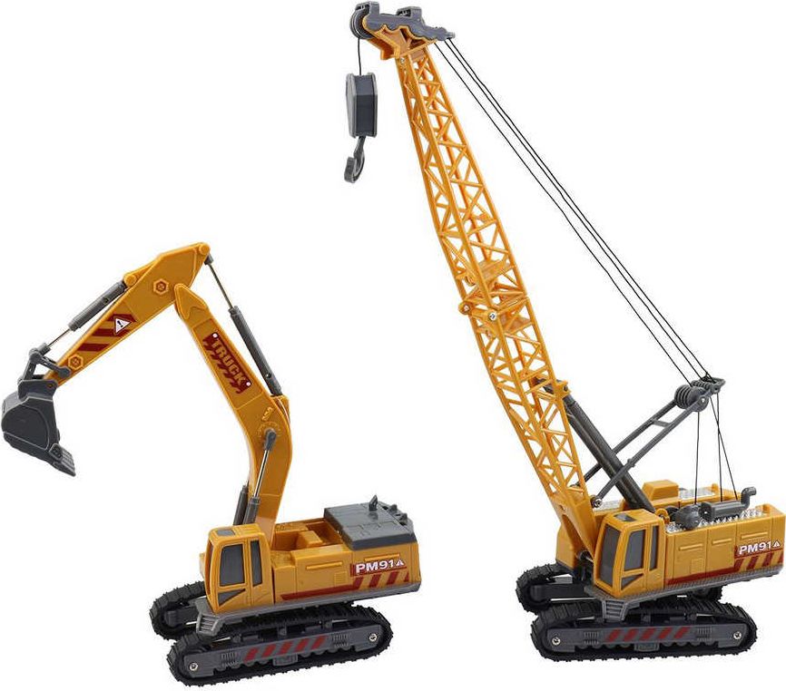 Dudlu Jeřáb / bagr pásový stavební stroj žlutý 27cm volný chod 1:55 2 druhy plast - obrázek 3
