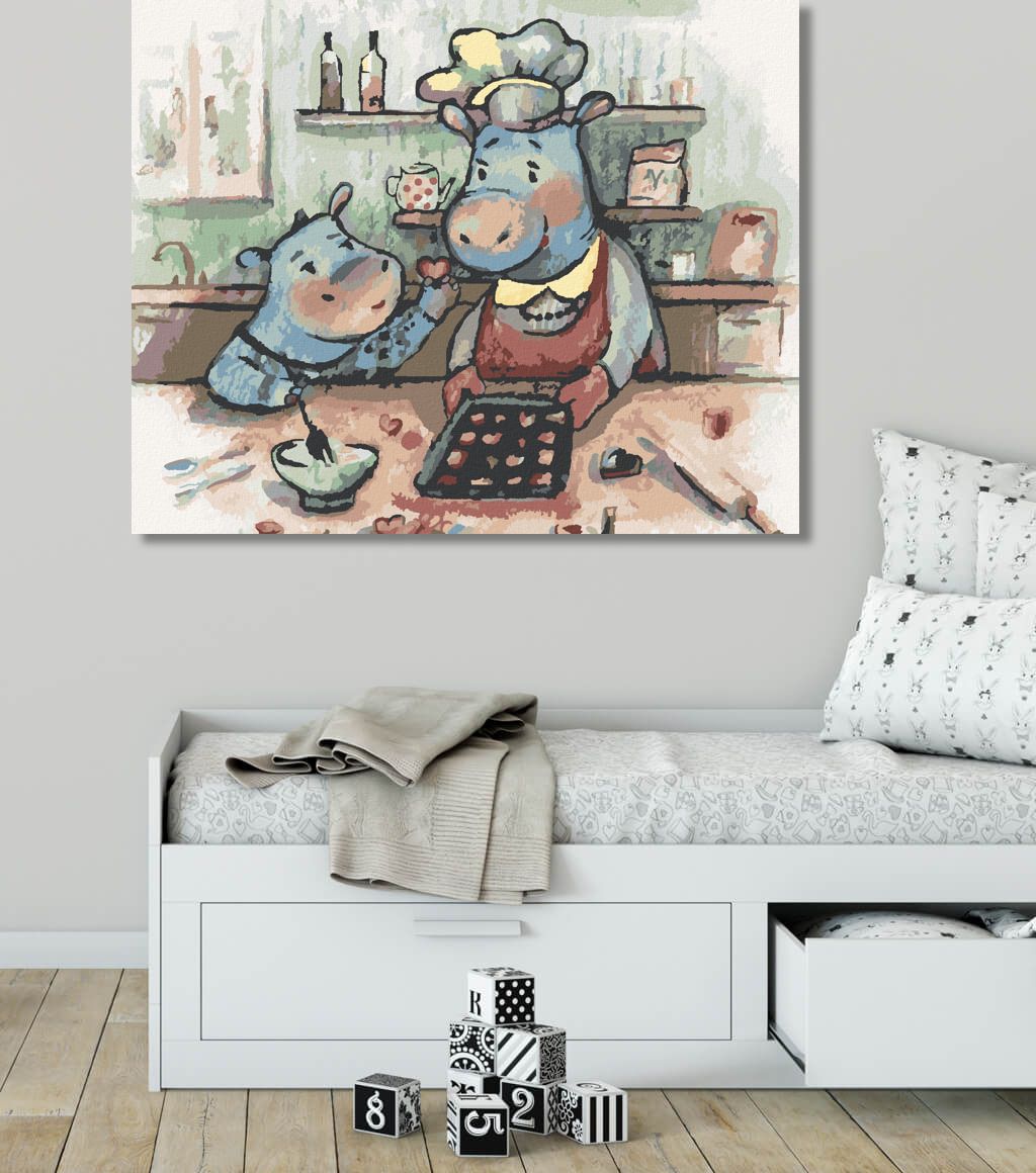 zuty Malování podle čísel - HROŠÍ VAŘENÍ - Rozměr: 40x50 cm, Rámování: Varianta: bez rámu a bez vypnutí plátna - obrázek 10