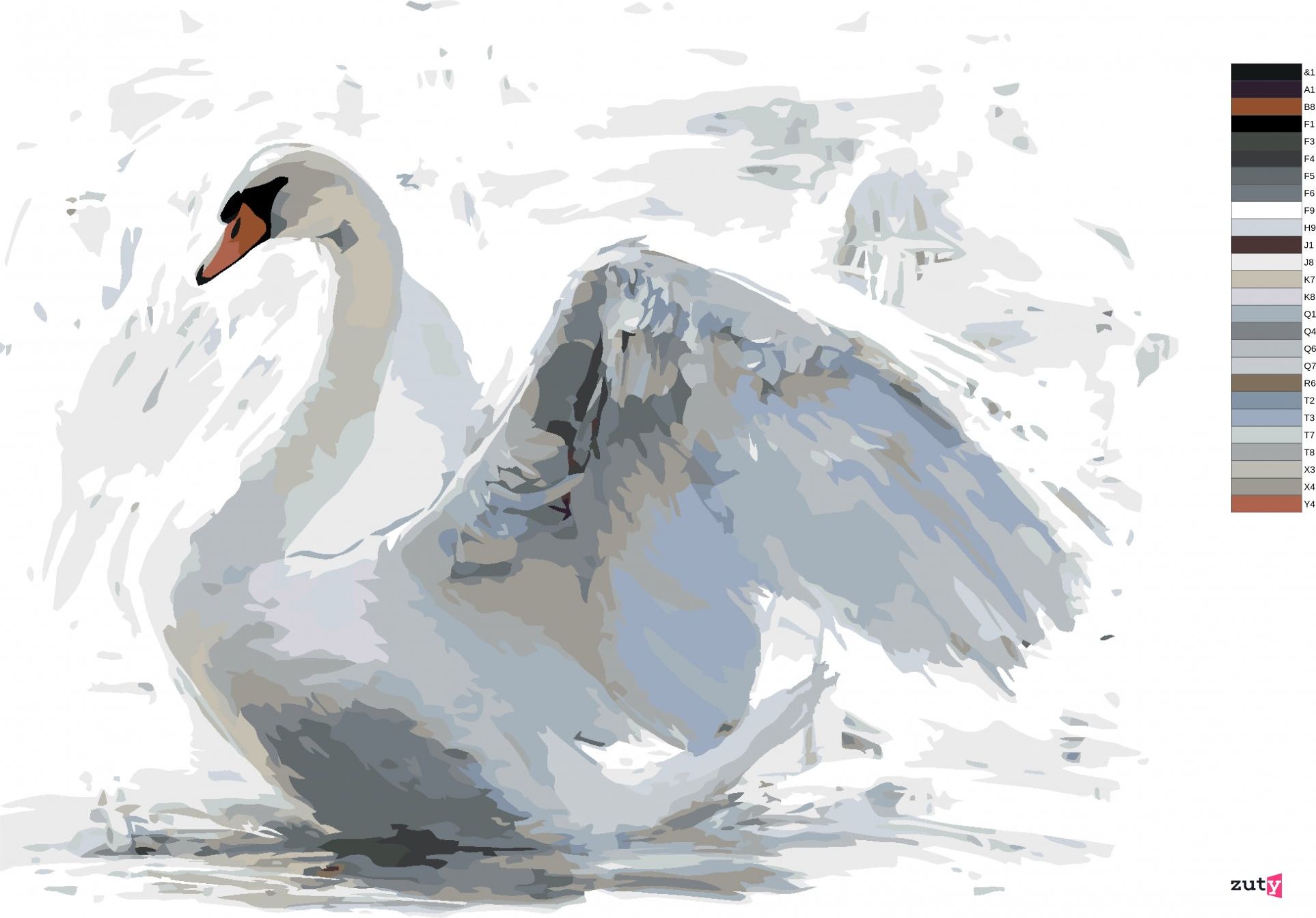 zuty Malování podle čísel - BÍLÁ LABUŤ - Rozměr: 40x50 cm, Rámování: Varianta: vypnuté plátno na rám - obrázek 4