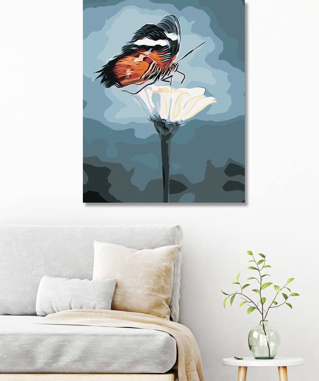 zuty Malování podle čísel - MOTÝL NA KVĚTINĚ - Rozměr: 40x50 cm, Rámování: Varianta: bez rámu a bez vypnutí plátna - obrázek 6