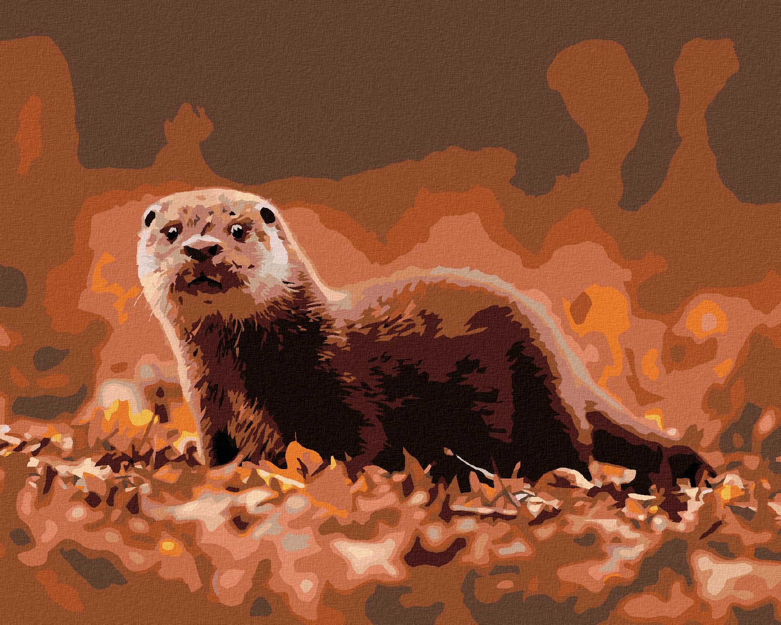 zuty Malování podle čísel - VYDRA NA PODZIM - Rozměr: 40x50 cm, Rámování: Varianta: bez rámu a bez vypnutí plátna - obrázek 1