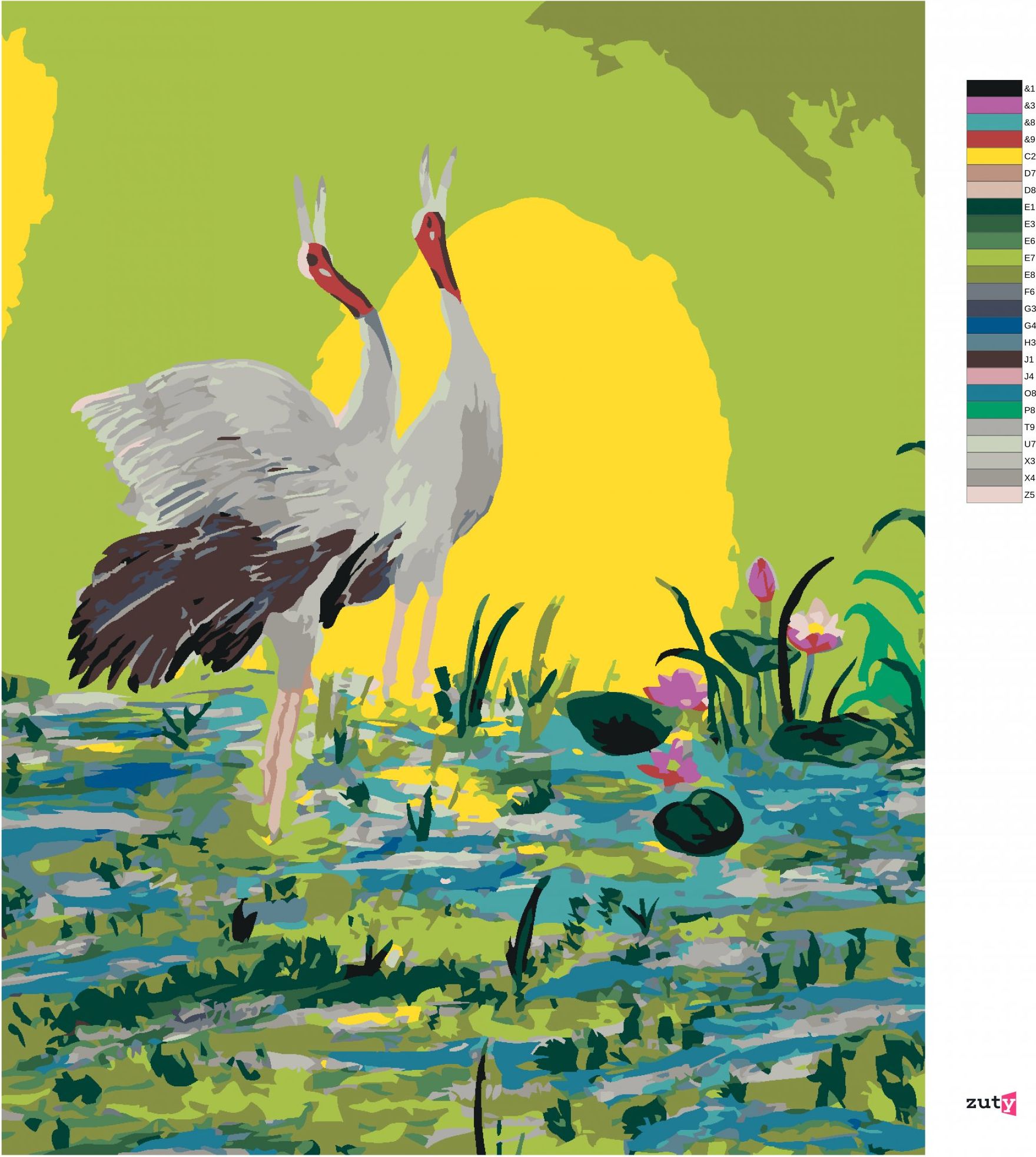 zuty Malování podle čísel - DVA JEŘÁBI NA ZELENÉM POZADÍ - Rozměr: 40x50 cm, Rámování: Varianta: vypnuté plátno na rám - obrázek 8