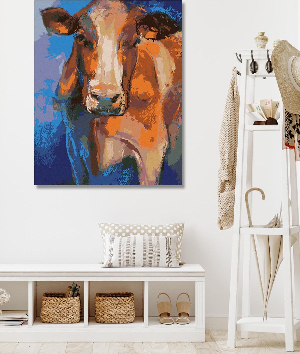 zuty Malování podle čísel - BAREVNÁ HLAVA KRÁVY - Rozměr: 40x50 cm, Rámování: Varianta: vypnuté plátno na rám - obrázek 8