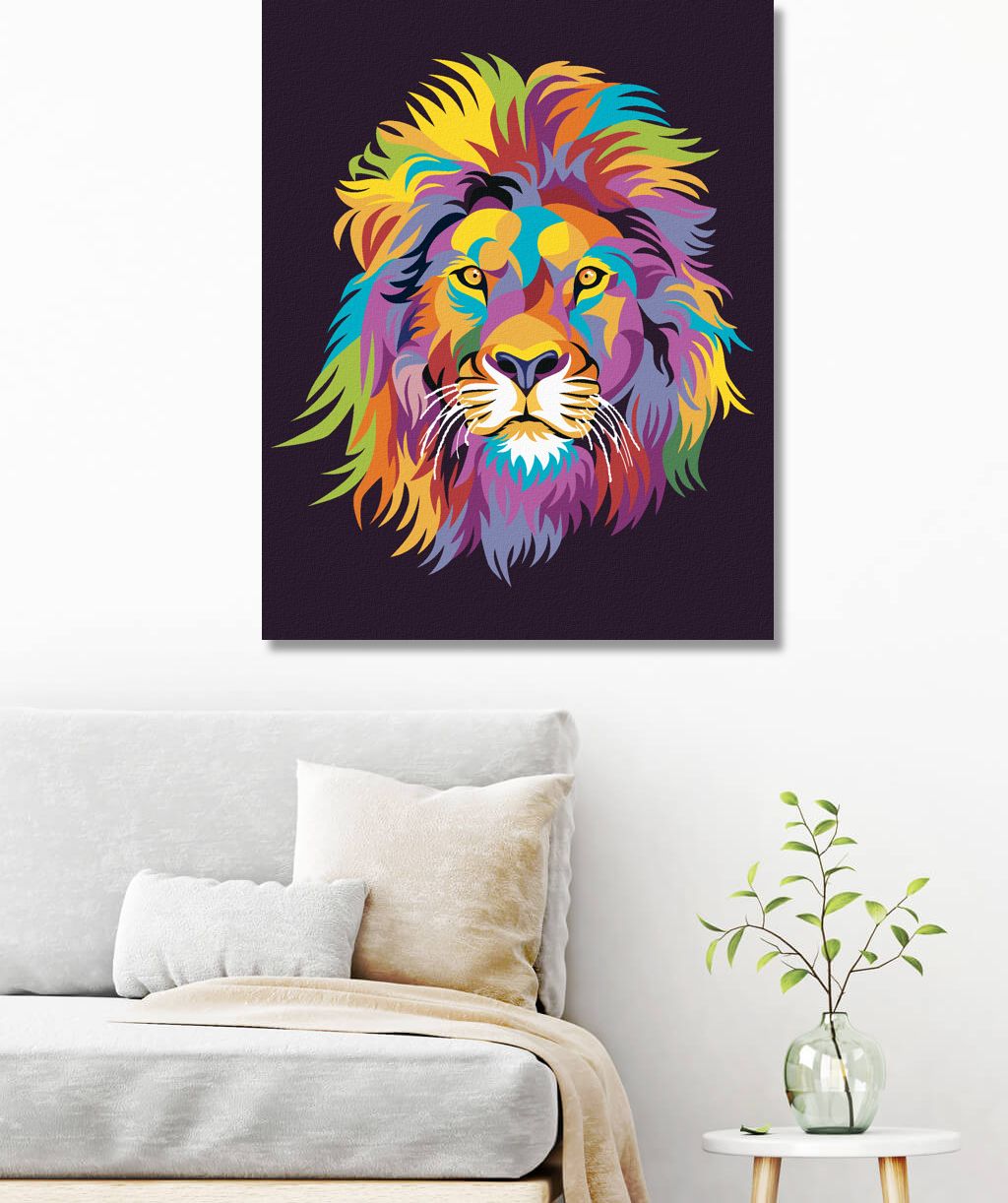 zuty Malování podle čísel - BAREVNÝ LEV PORTRÉT III - Rozměr: 40x50 cm, Rámování: Varianta: vypnuté plátno na rám - obrázek 6