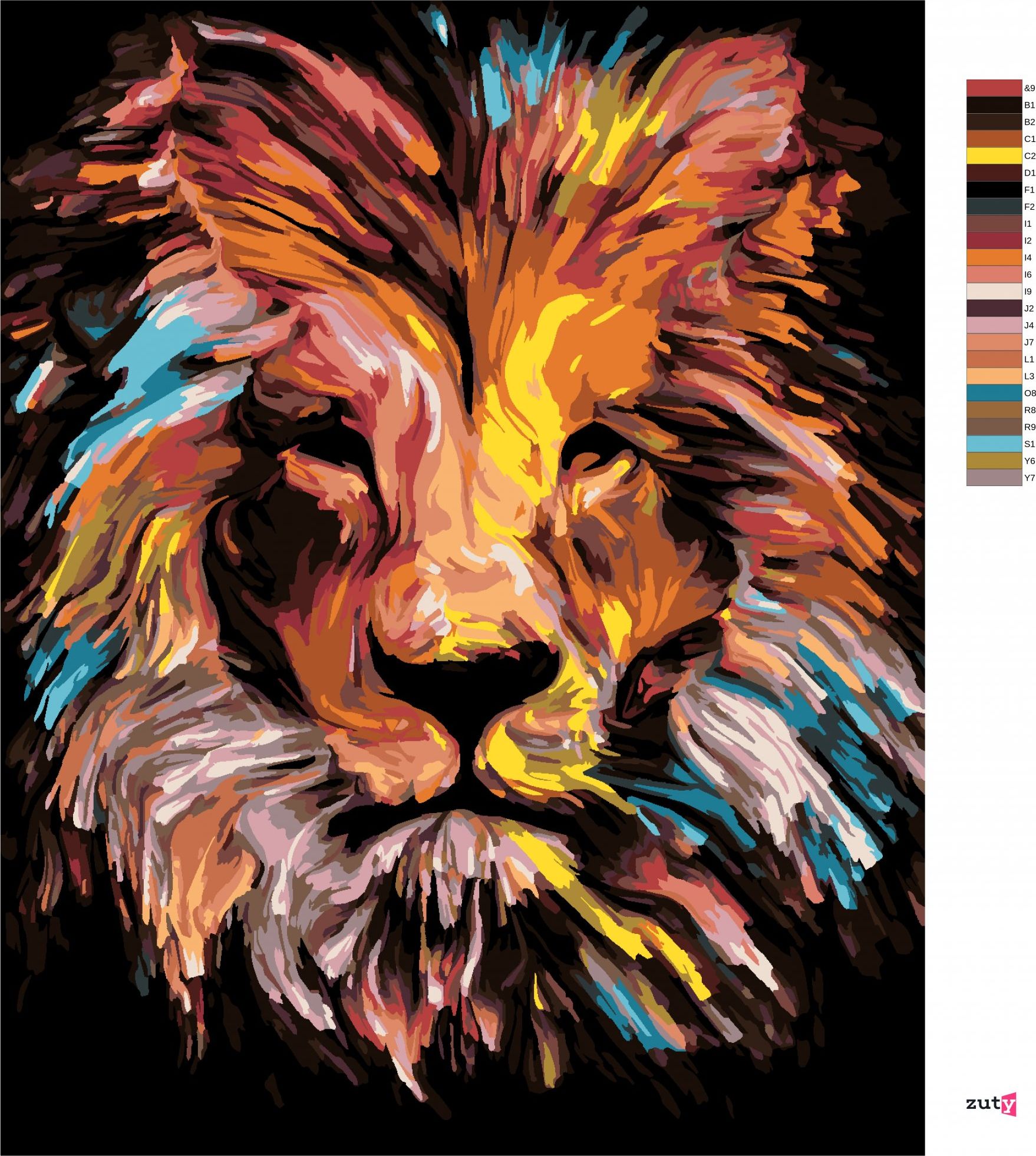 zuty Malování podle čísel - PESTRÝ LEV - Rozměr: 40x50 cm, Rámování: Varianta: vypnuté plátno na rám - obrázek 2