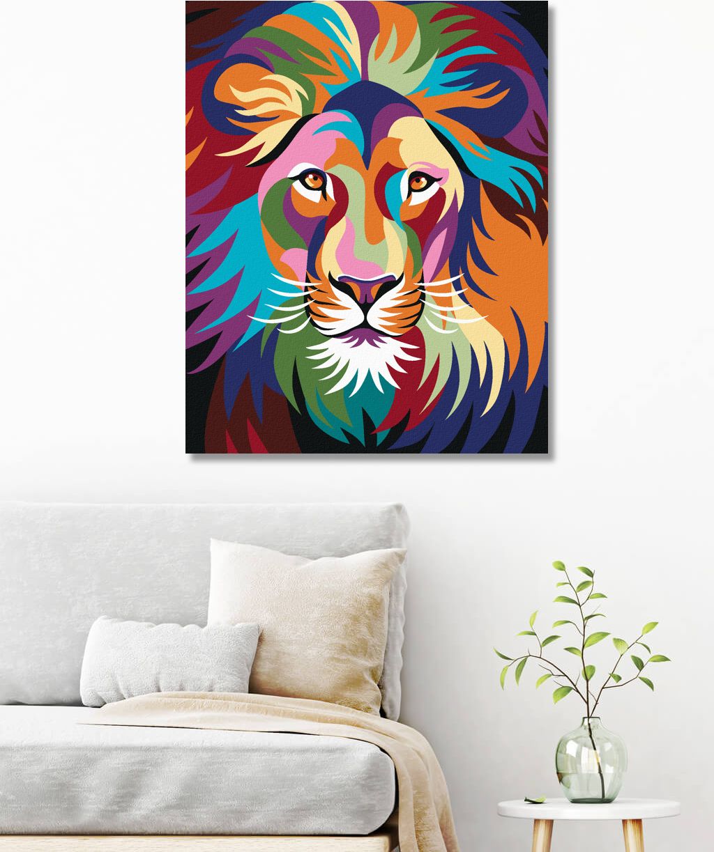 zuty Malování podle čísel - BAREVNÝ LEV S HŘÍVOU - Rozměr: 40x50 cm, Rámování: Varianta: bez rámu a bez vypnutí plátna - obrázek 6