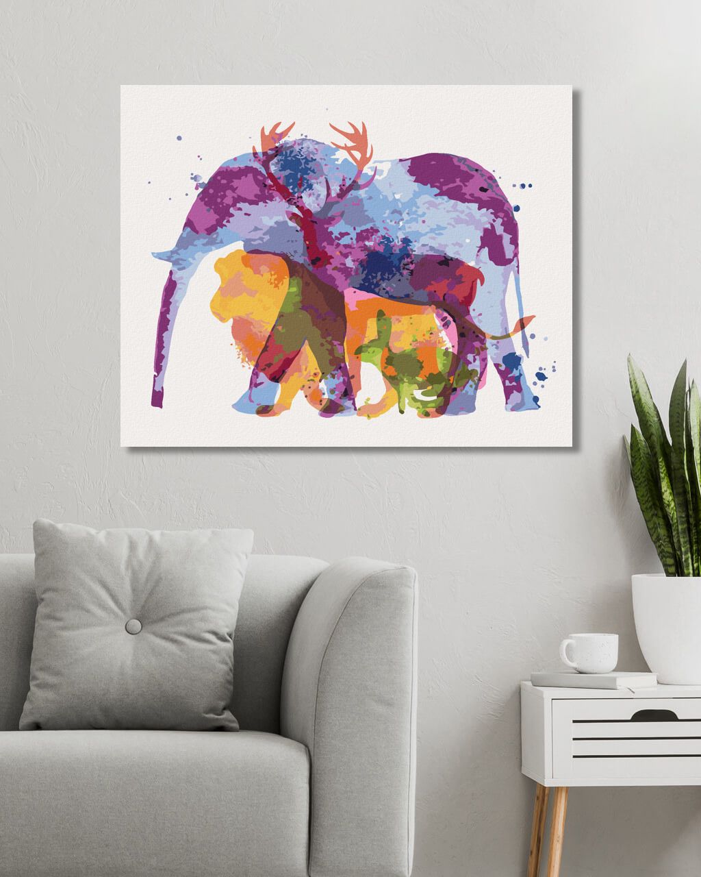zuty Malování podle čísel - SLON, JELEN, LEV A KRÁLÍK - Rozměr: 40x50 cm, Rámování: Varianta: bez rámu a bez vypnutí plátna - obrázek 7