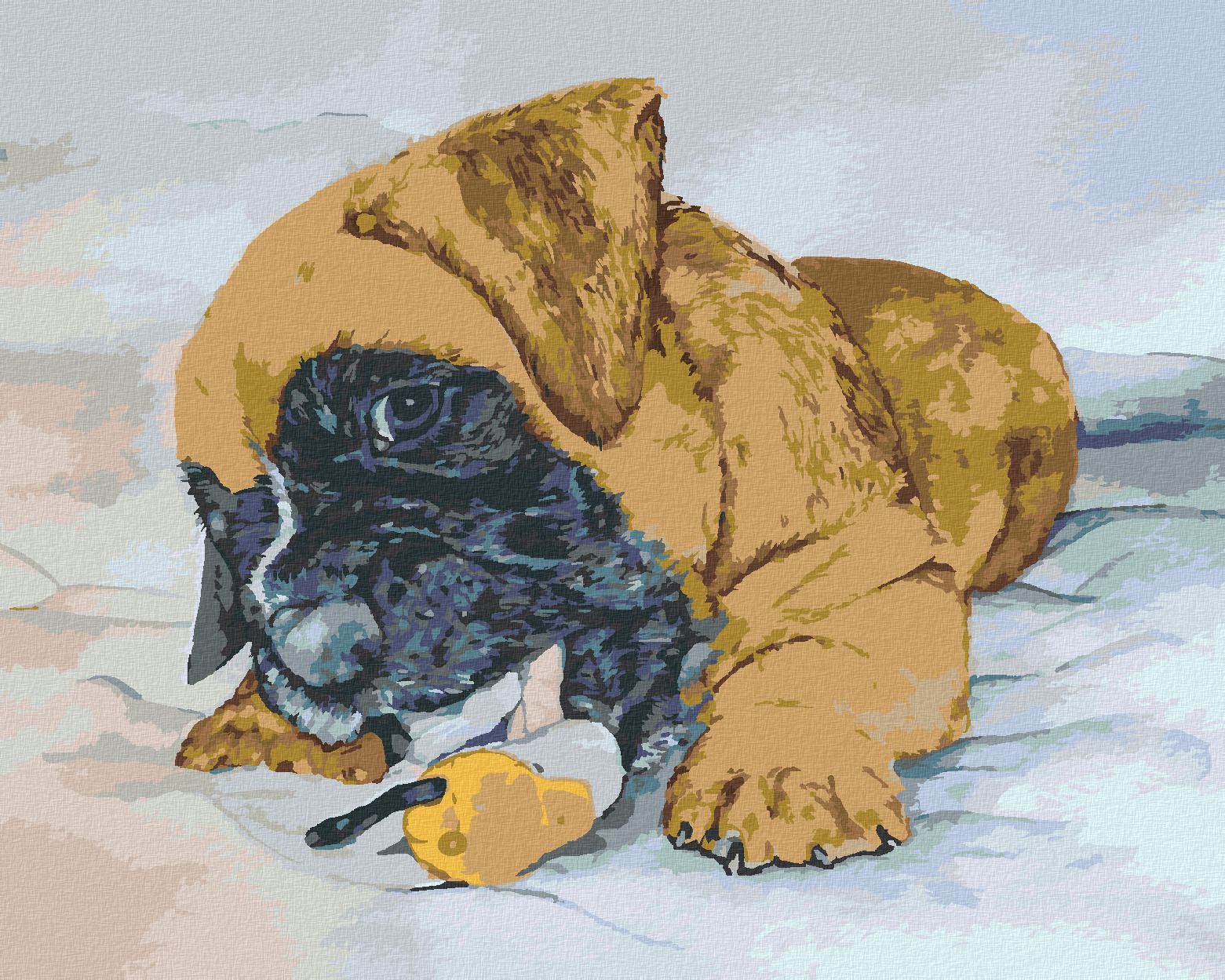 zuty Malování podle čísel - ŠTĚNĚ NĚMECKÉHO BOXERA - Rozměr: 40x50 cm, Rámování: Varianta: bez rámu a bez vypnutí plátna - obrázek 1