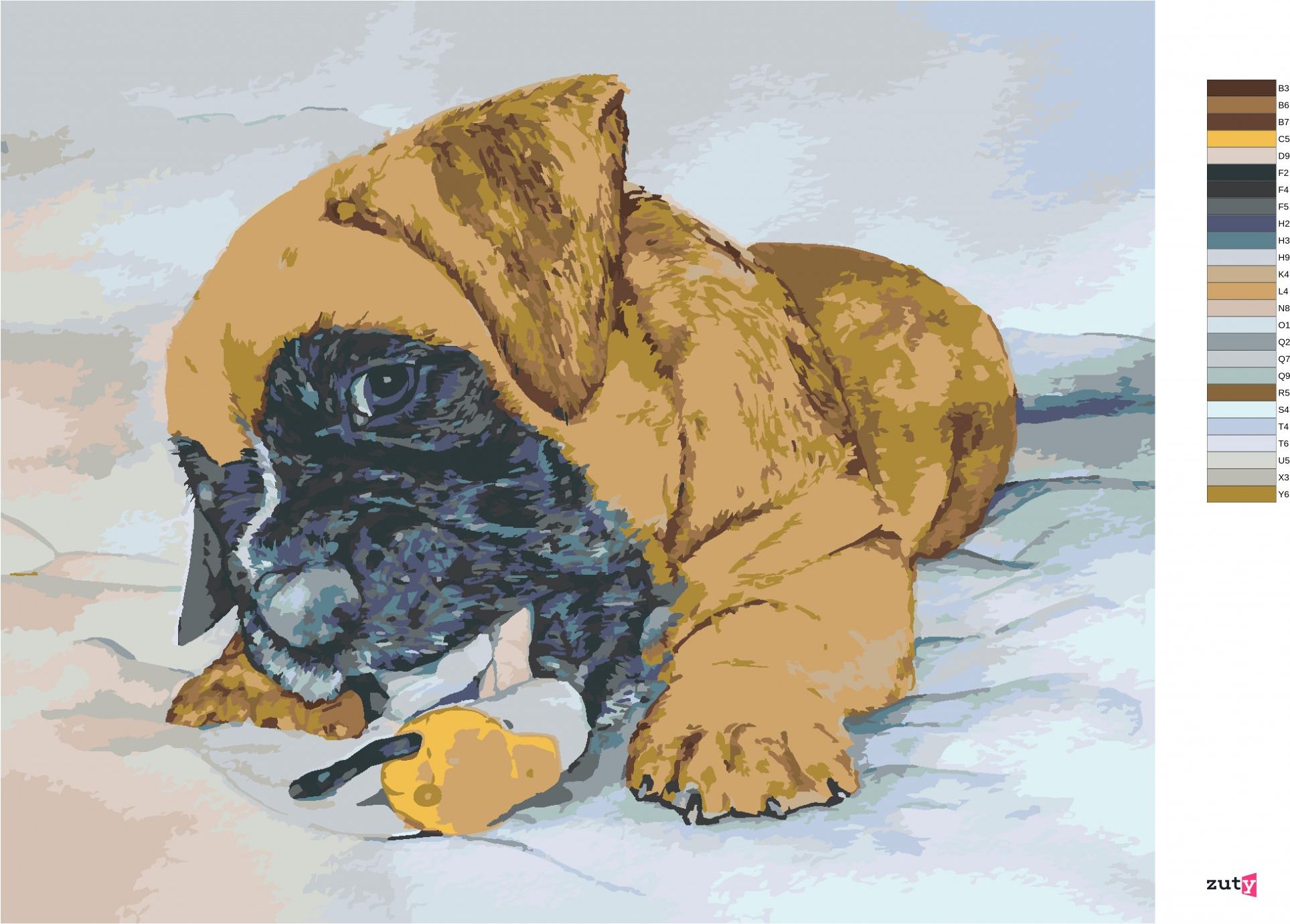 zuty Malování podle čísel - ŠTĚNĚ NĚMECKÉHO BOXERA - Rozměr: 40x50 cm, Rámování: Varianta: bez rámu a bez vypnutí plátna - obrázek 2