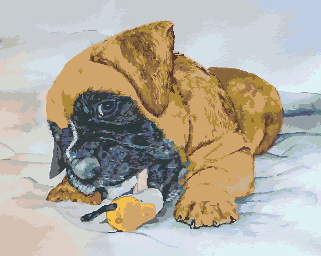 zuty Malování podle čísel - ŠTĚNĚ NĚMECKÉHO BOXERA - Rozměr: 40x50 cm, Rámování: Varianta: bez rámu a bez vypnutí plátna - obrázek 5