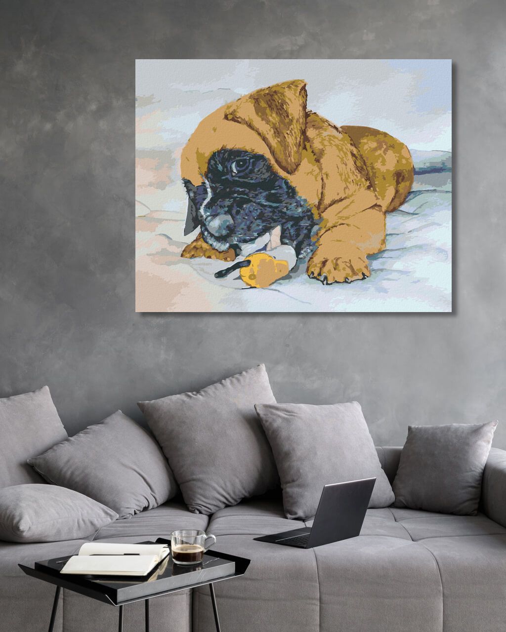 zuty Malování podle čísel - ŠTĚNĚ NĚMECKÉHO BOXERA - Rozměr: 40x50 cm, Rámování: Varianta: bez rámu a bez vypnutí plátna - obrázek 7