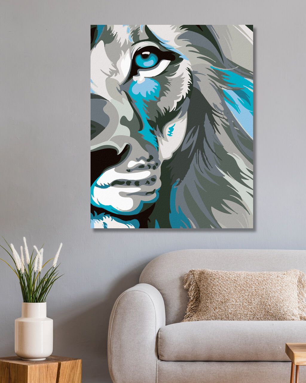 zuty Malování podle čísel - MODROŠEDÝ LEV - Rozměr: 40x50 cm, Rámování: Varianta: bez rámu a bez vypnutí plátna - obrázek 10