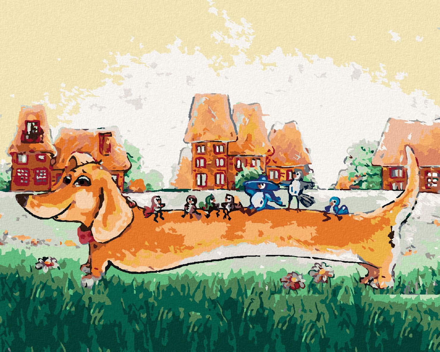 zuty Malování podle čísel - PEJSEK AUTOBUSEM - Rozměr: 40x50 cm, Rámování: Varianta: bez rámu a bez vypnutí plátna - obrázek 1