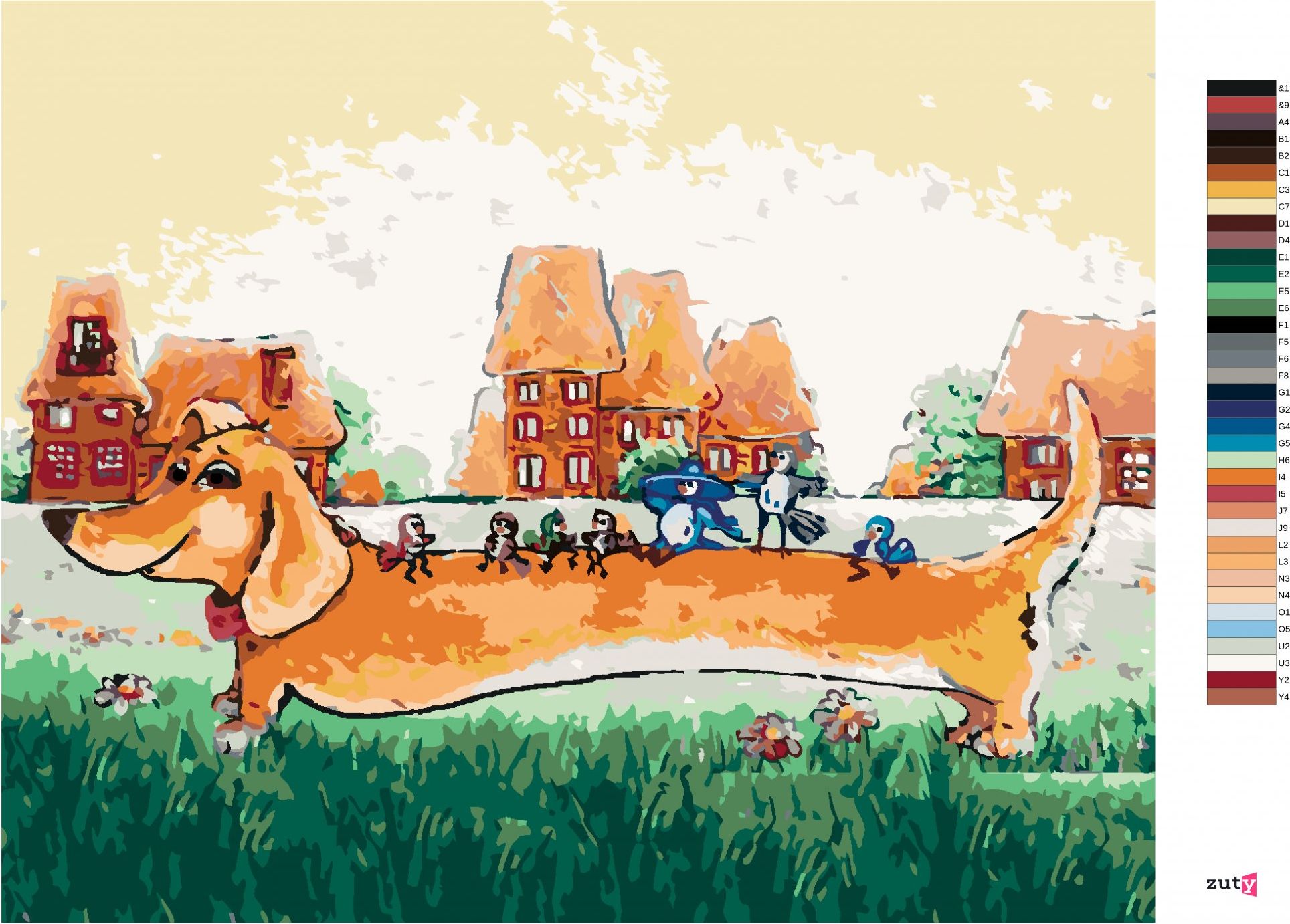 zuty Malování podle čísel - PEJSEK AUTOBUSEM - Rozměr: 40x50 cm, Rámování: Varianta: bez rámu a bez vypnutí plátna - obrázek 2