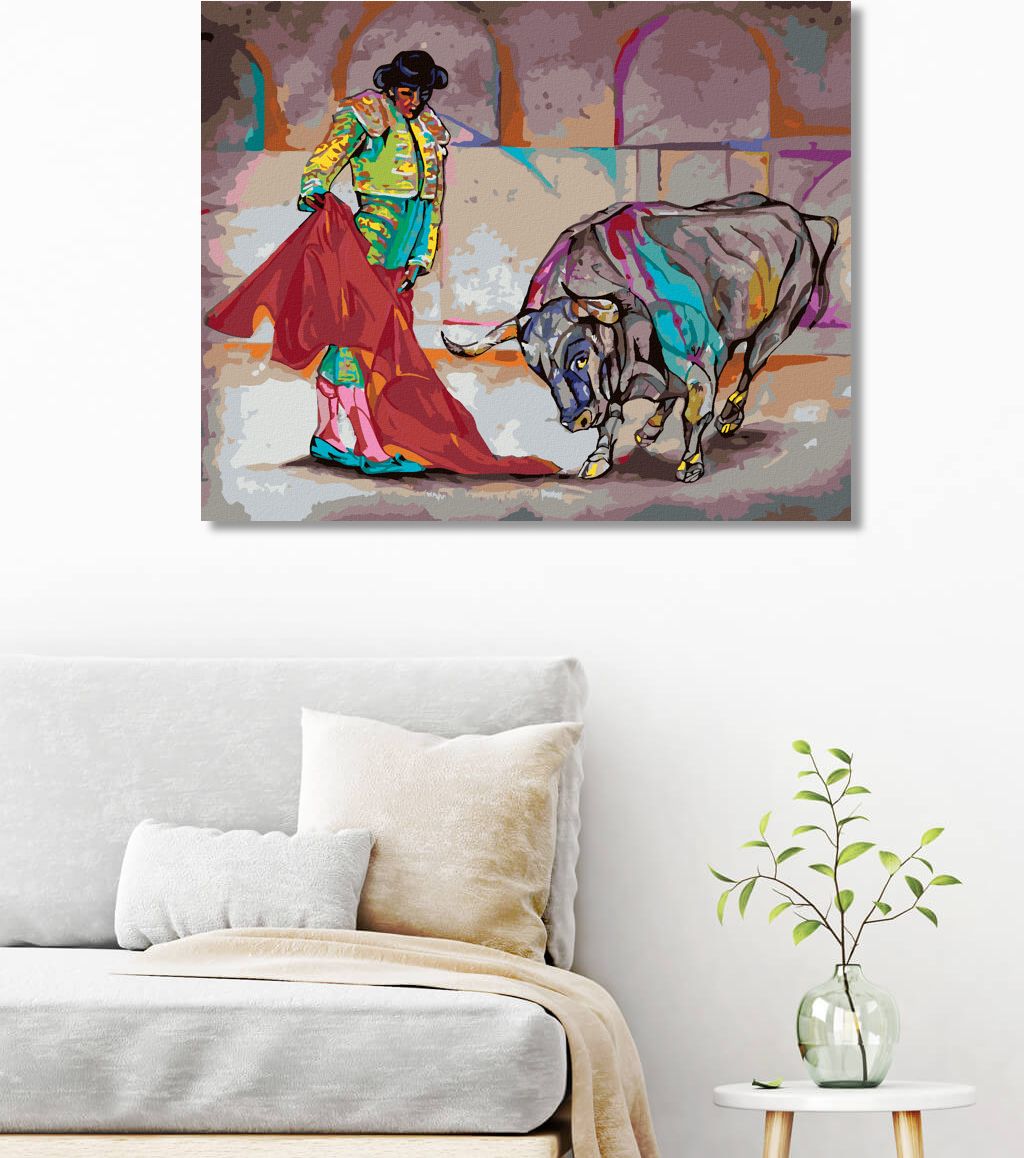 zuty Malování podle čísel - BÝK A KORIDA - Rozměr: 40x50 cm, Rámování: Varianta: vypnuté plátno na rám - obrázek 7