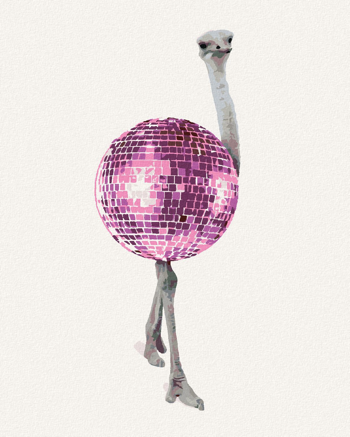 zuty Malování podle čísel - PŠTROS JAKO DISCO KOULE - Rozměr: 40x50 cm, Rámování: Varianta: bez rámu a bez vypnutí plátna - obrázek 1