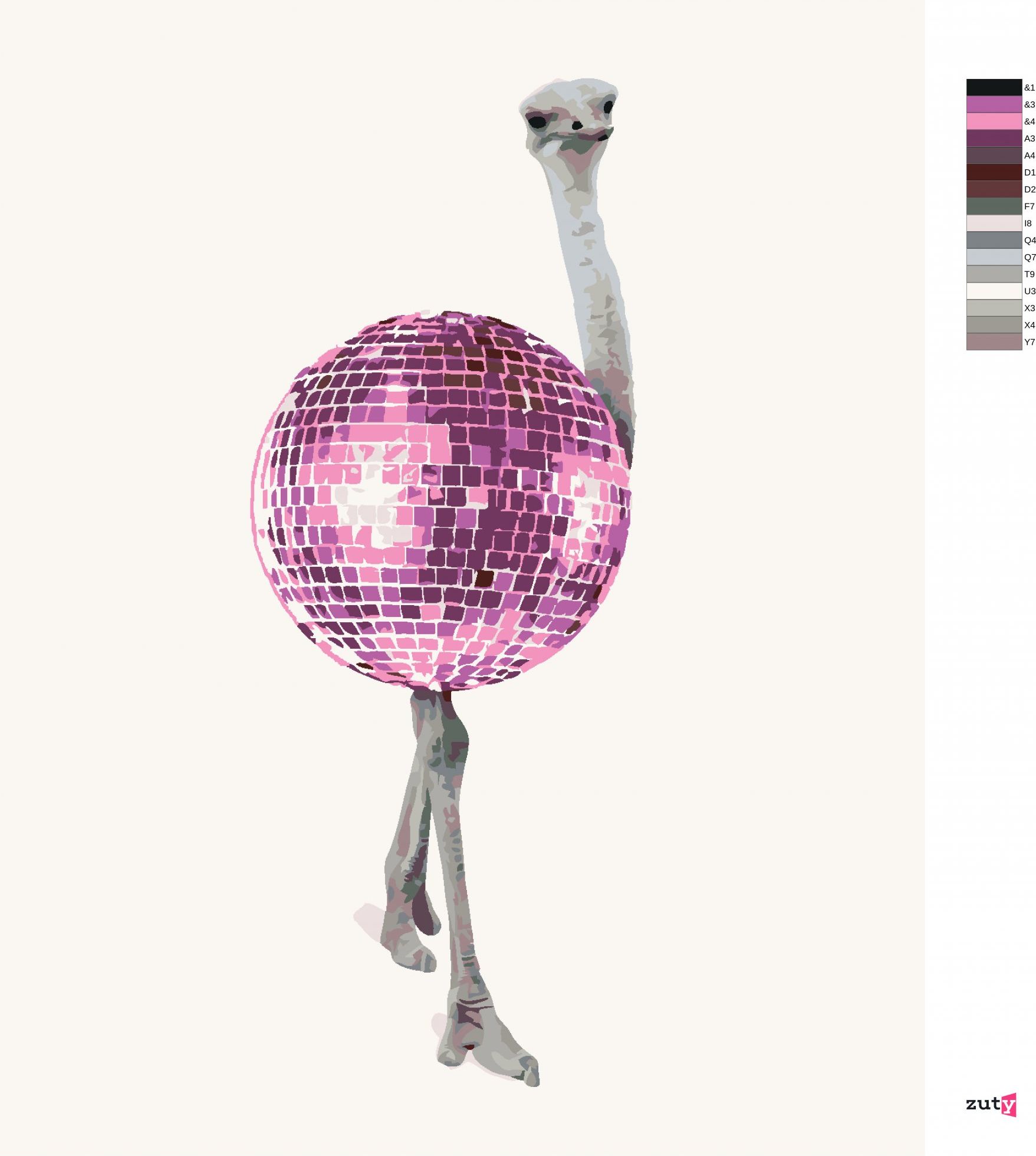 zuty Malování podle čísel - PŠTROS JAKO DISCO KOULE - Rozměr: 40x50 cm, Rámování: Varianta: bez rámu a bez vypnutí plátna - obrázek 3