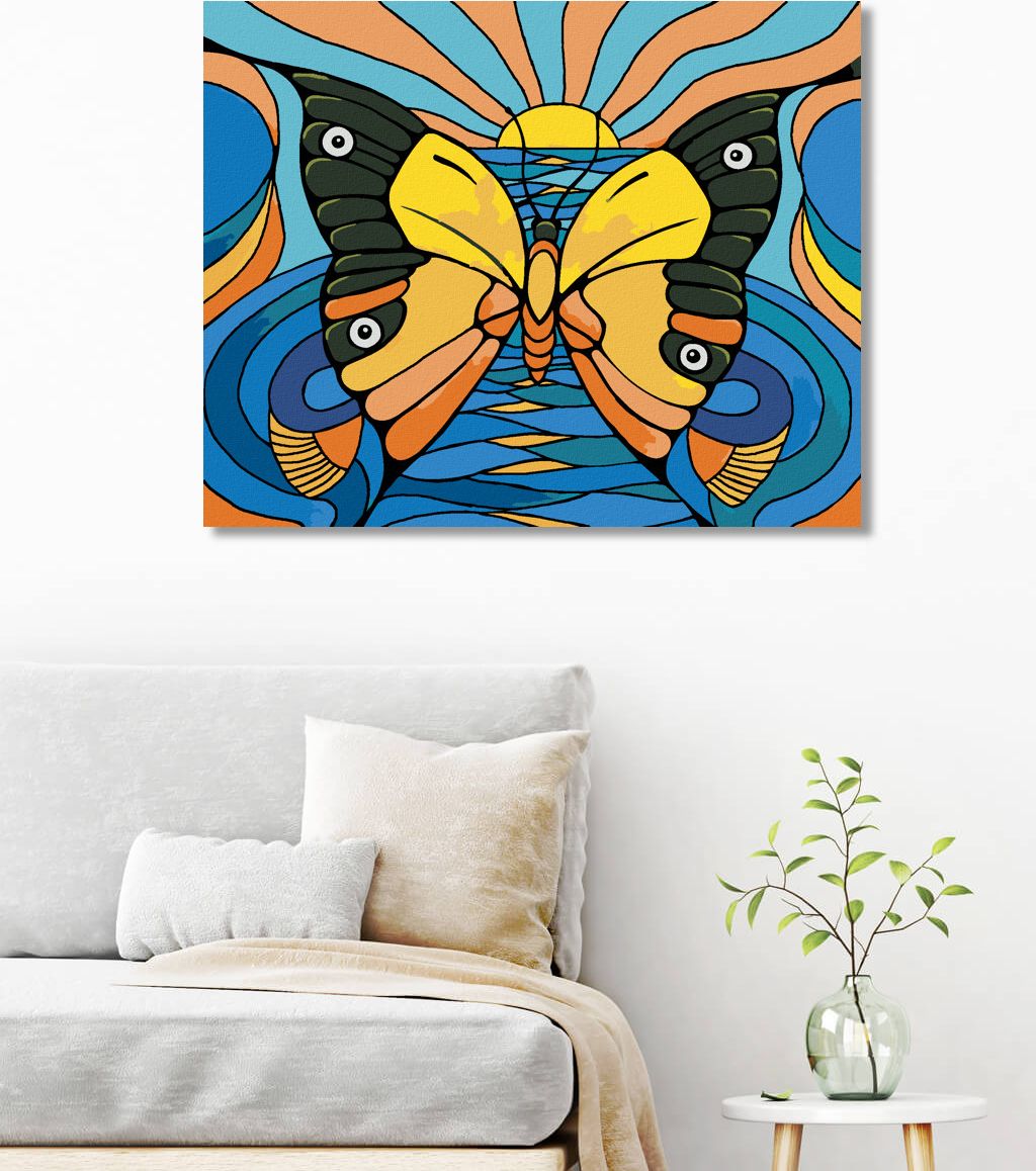 zuty Malování podle čísel - MOTÝLÍ ILUZE S RYBOU A TUKANEM - Rozměr: 40x50 cm, Rámování: Varianta: vypnuté plátno na rám - obrázek 3