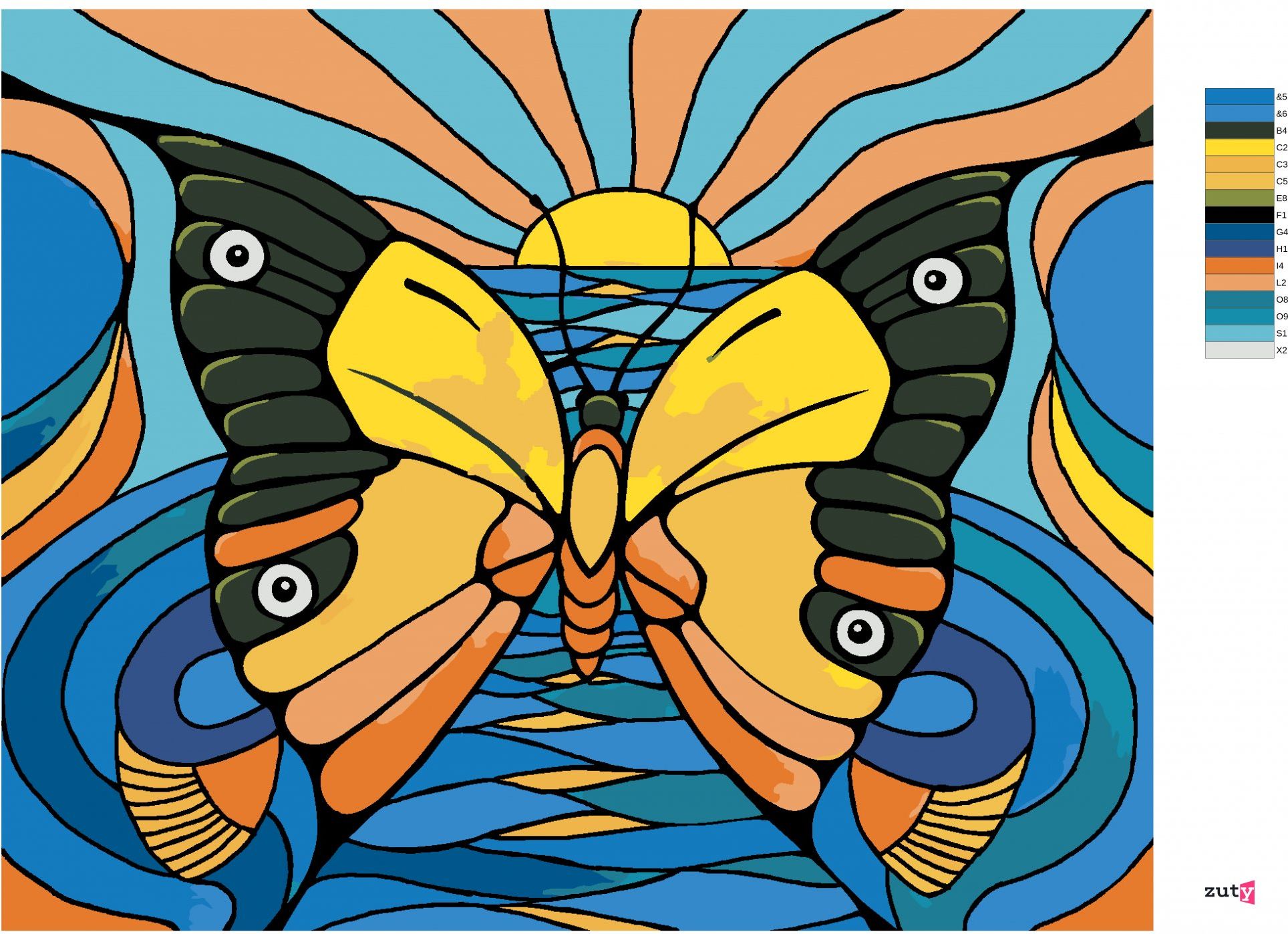zuty Malování podle čísel - MOTÝLÍ ILUZE S RYBOU A TUKANEM - Rozměr: 40x50 cm, Rámování: Varianta: vypnuté plátno na rám - obrázek 5