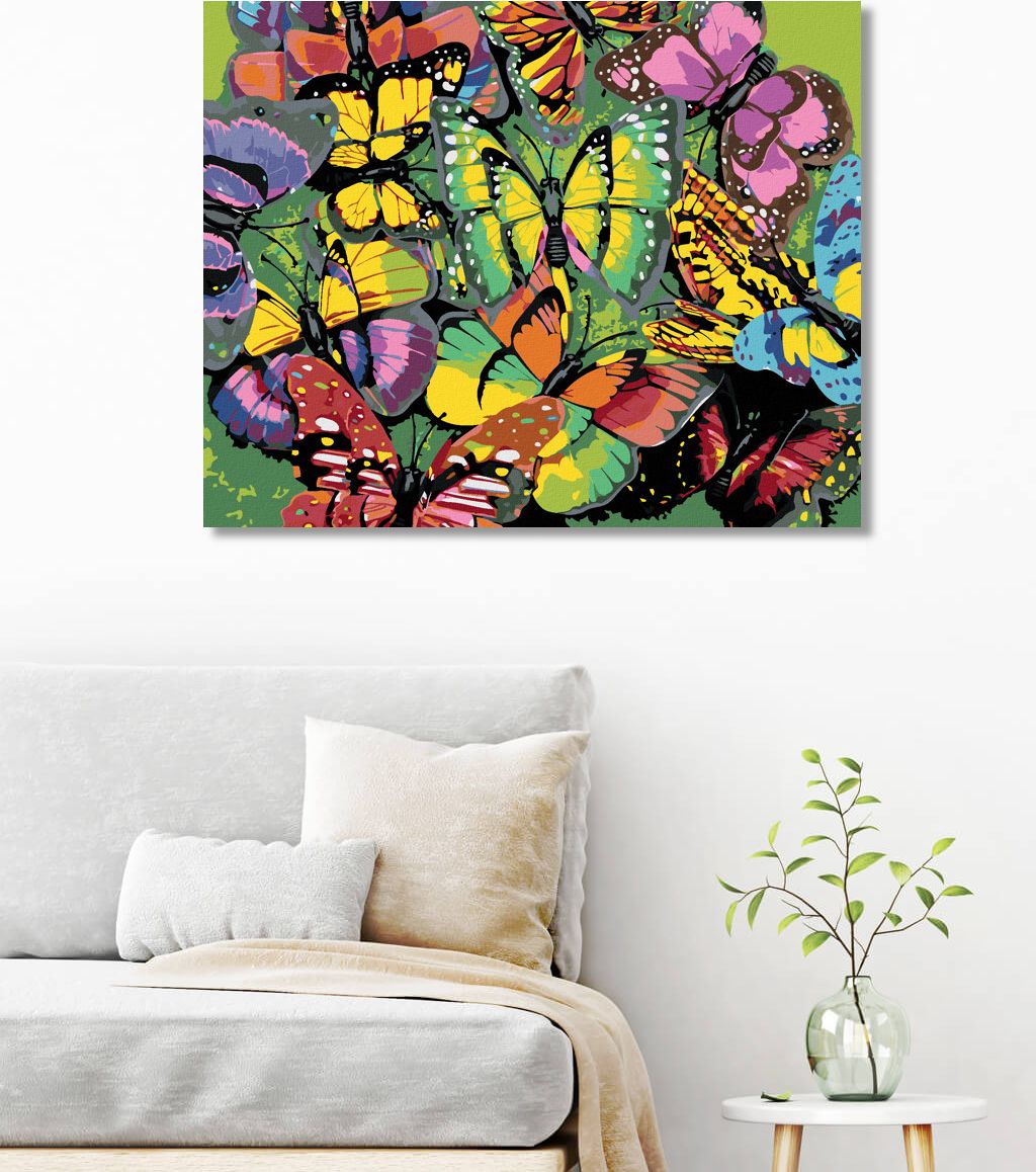 zuty Malování podle čísel - HEJNO BAREVNÝCH MOTÝLŮ - Rozměr: 40x50 cm, Rámování: Varianta: vypnuté plátno na rám - obrázek 10