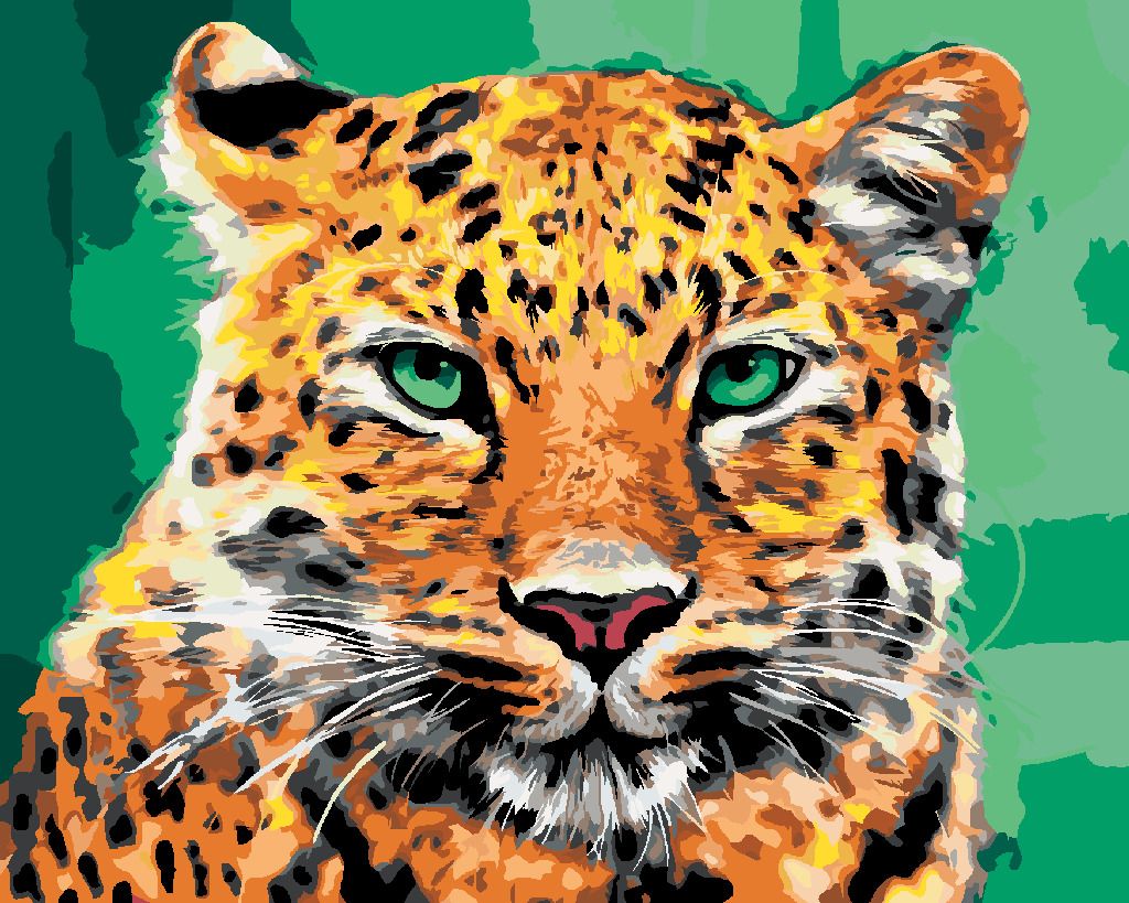 zuty Malování podle čísel - LEOPARD SE ZELENÝMA OČIMA - Rozměr: 40x50 cm, Rámování: Varianta: vypnuté plátno na rám - obrázek 4