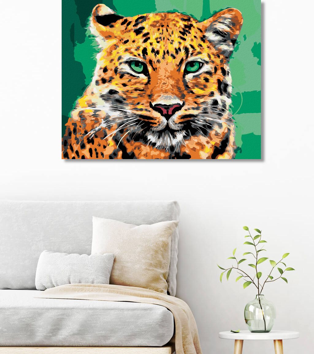 zuty Malování podle čísel - LEOPARD SE ZELENÝMA OČIMA - Rozměr: 40x50 cm, Rámování: Varianta: vypnuté plátno na rám - obrázek 5