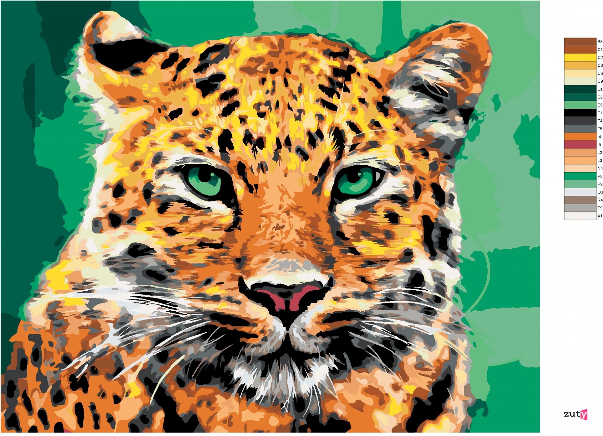 zuty Malování podle čísel - LEOPARD SE ZELENÝMA OČIMA - Rozměr: 40x50 cm, Rámování: Varianta: vypnuté plátno na rám - obrázek 7