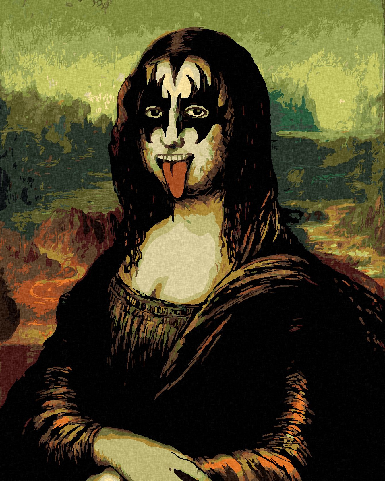 zuty Malování podle čísel - MONA LISA JAKO ROCKOVÁ HVĚZDA - Rozměr: 40x50 cm, Rámování: Varianta: bez rámu a bez vypnutí plátna - obrázek 1