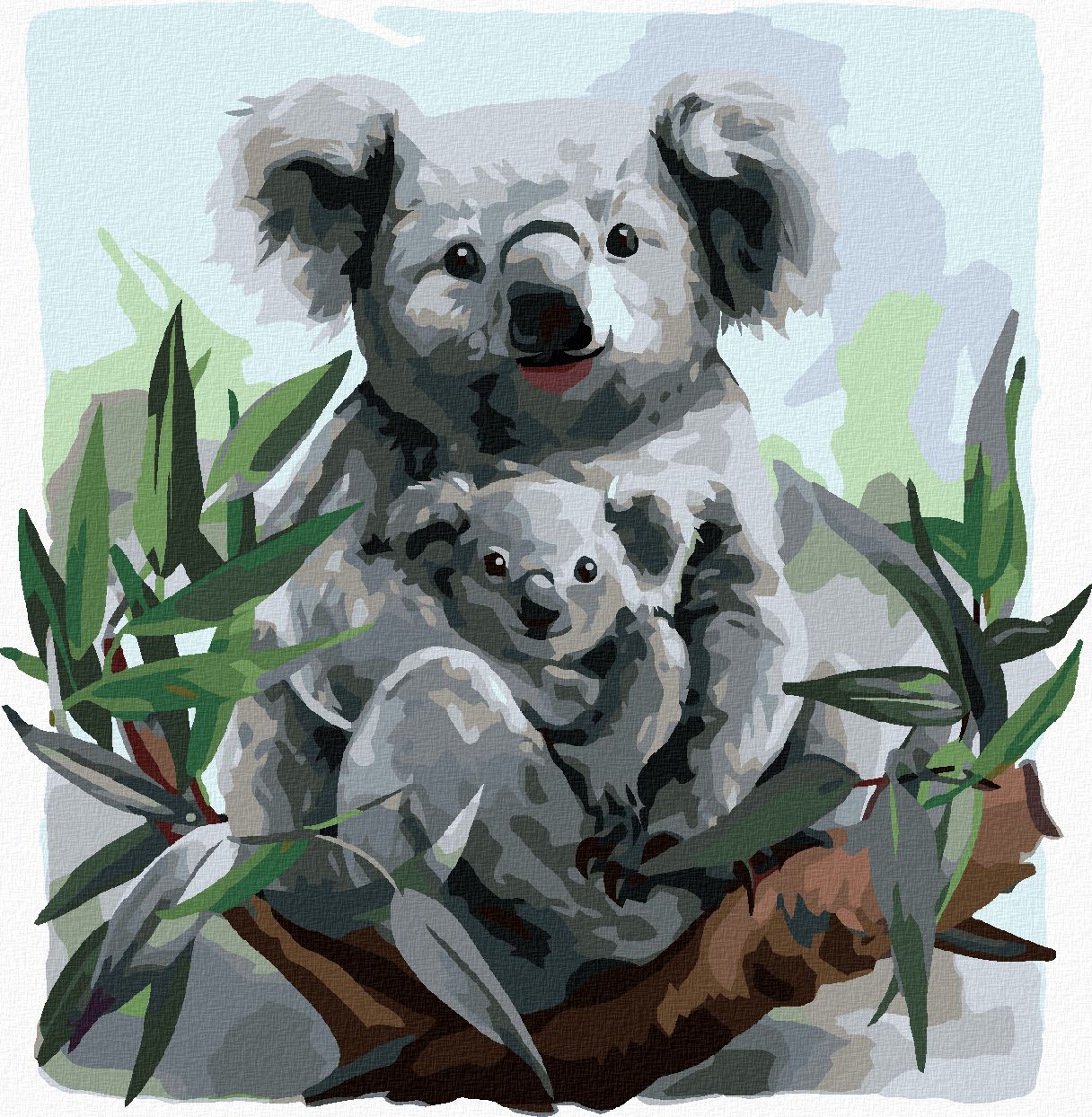 zuty Malování podle čísel - KOALA A JEJÍ DÍTĚ - Rozměr: 40x50 cm, Rámování: Varianta: bez rámu a bez vypnutí plátna - obrázek 1