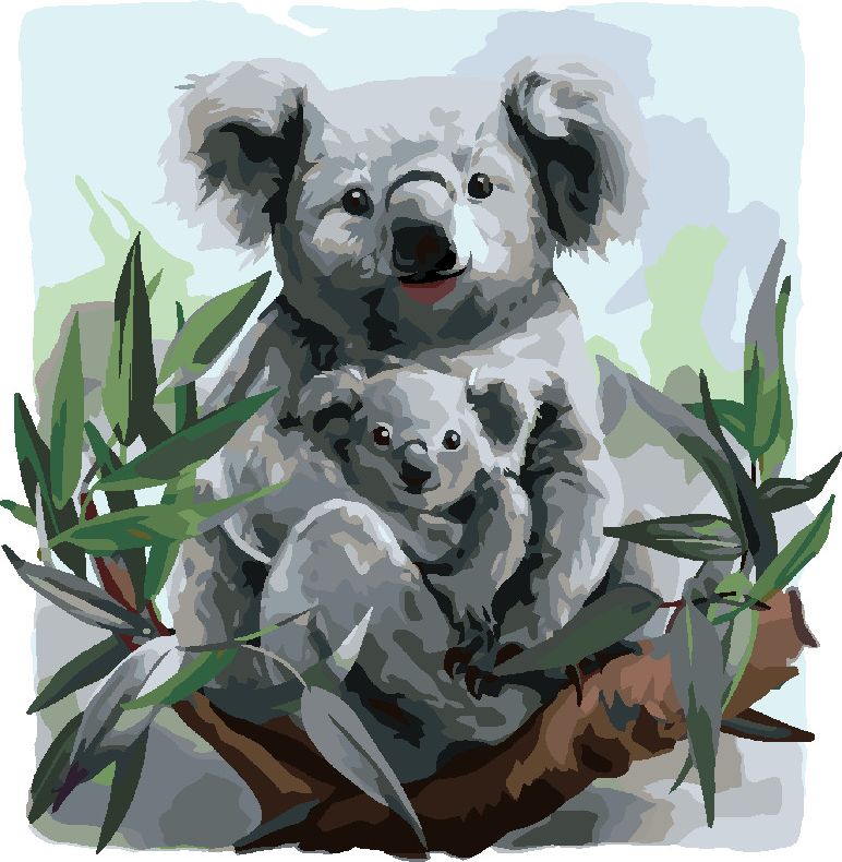 zuty Malování podle čísel - KOALA A JEJÍ DÍTĚ - Rozměr: 40x50 cm, Rámování: Varianta: bez rámu a bez vypnutí plátna - obrázek 2